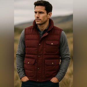 Filson Duck Down Puffer Vest Red Maroon Size Small (Men’s/Unisex)